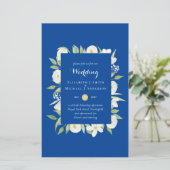 Blue Senf Green Floral Budget Hochzeit Einladung A (Stehend Vorderseite)