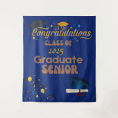 Blue Senior Class 2025 Abschluss Wandteppich (Vorderseite)