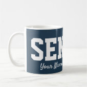 Blue Senior Graduate Block Letter Large Typografy Kaffeetasse (Links)