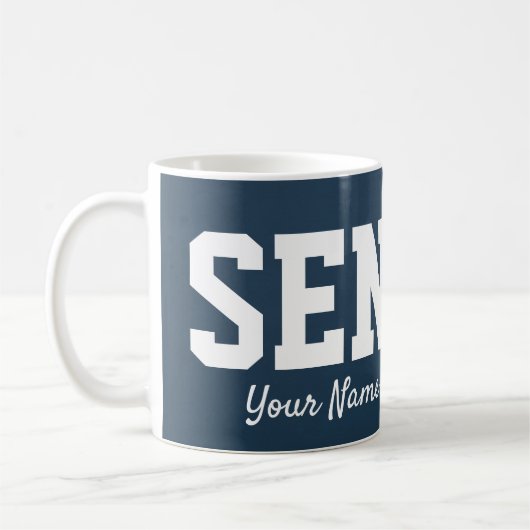 Blue Senior Graduate Block Letter Large Typografy Kaffeetasse (Links)