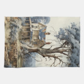 Blue Sepia BrownToile Bauernhof Landschaft Geschirrtuch (Horizontal)