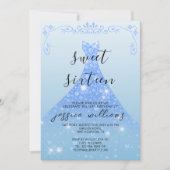 Blue Sequin Ball Gown & Wirbel Sweet 16 Birthday Einladung (Vorderseite)