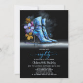 Blue Sequin Boots 80th Birthday Party Einladung (Vorderseite)