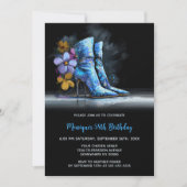 Blue Sequin Boots Any Age Birthday Party Einladung (Vorderseite)
