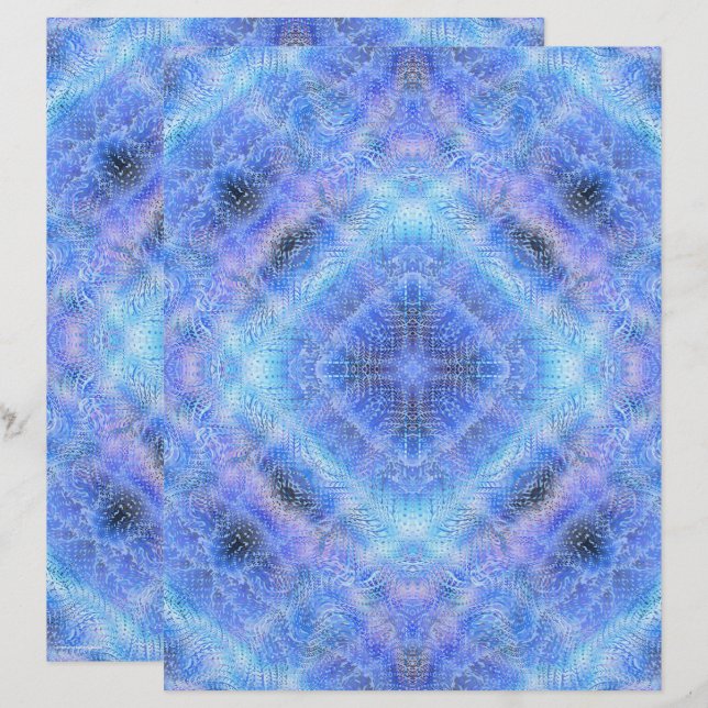 Blue Serene Garden Scrapbook Paper 2-Sided Page (Vorne/Hinten)