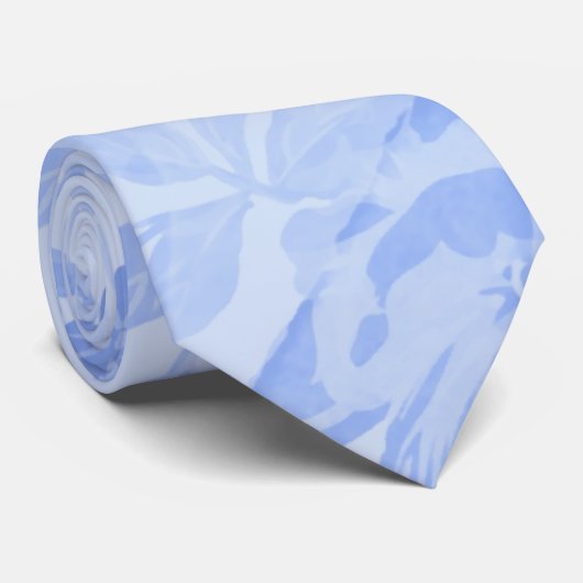 Blue Serenity Floral Toile Neck Tie Krawatte (Gerollt)