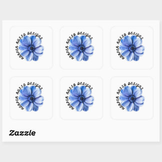 Blue Serenity Flower Art Quadratischer Aufkleber