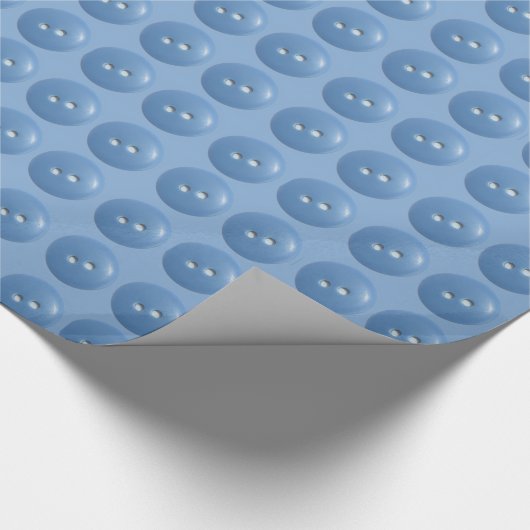 Blue Sewing Buttons on Blue Pattern Geschenkpapier (Ecke)