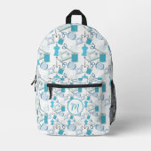 Blue Sewing Theme Quilters Bedruckter Rucksack (Vorderseite)