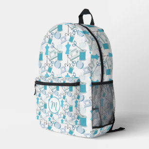 Blue Sewing Theme Quilters Bedruckter Rucksack