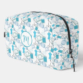 Blue Sewing Theme Quilters Waschbeutel (Rechte Ecke)