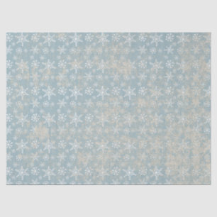Blue Shabby Grungy Snowflakes Tissue Paper Seidenpapier