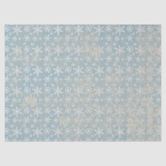 Blue Shabby Grungy Snowflakes Tissue Paper Seidenpapier (Vorderseite)