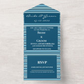 Blue Shade Stripes Luxury Wedding All In One Einladung (Innen Boden)