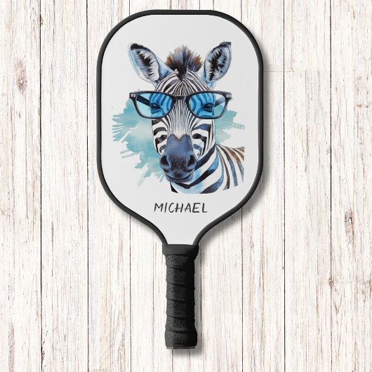 Blue Shades Albern Zebra Modern Monogram Pickleball Schläger