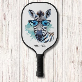 Blue Shades Albern Zebra Modern Monogram Pickleball Schläger