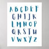 Blue Shades Alphabet Hauptstadt Letters Kids Room Poster (Vorne)