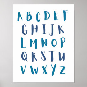 Blue Shades Alphabet Hauptstadt Letters Kids Room Poster
