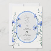 Blue Shades Cherish Botanical Wildflowers Branches Save The Date (Vorderseite)