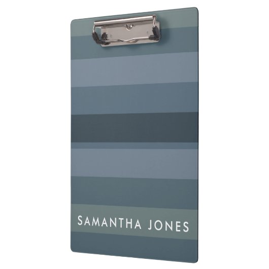Blue Shades Ombre Simple Strip Personalize Name Klemmbrett (Links)
