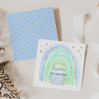 Blue Shades Rainbow Birthday Party Einladung