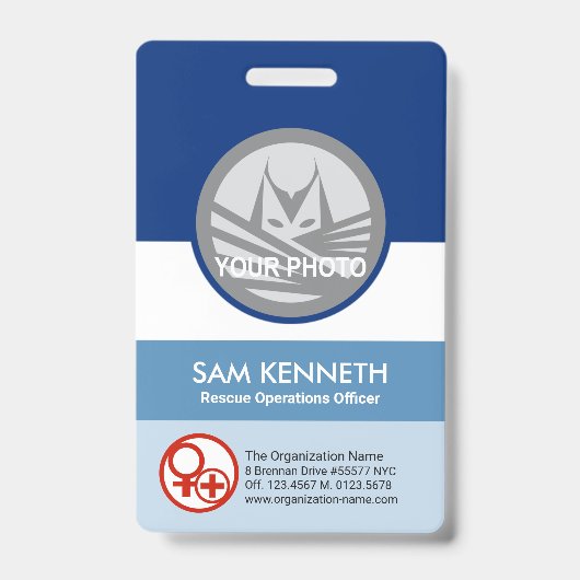 Blue Shades Spalte Rundfoto Vorlage Corporate Ausweis (Vorderseite)