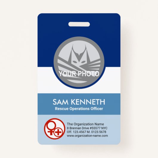 Blue Shades Spalte Rundfoto Vorlage Corporate Ausweis (Vorderseite)