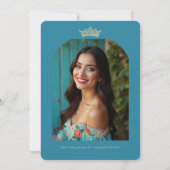 Blue Shades Spanish Mexican XVs Floral Border Einladung (Rückseite)