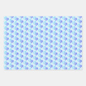 Blue Shades Two Linked Heart Pattern Geschenkpapier Set (Vorderseite)