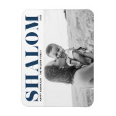 Blue Shalom Bold Typografy Happy Hanukkah Foto Magnet (Vertikal)