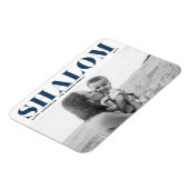 Blue Shalom Bold Typografy Happy Hanukkah Foto Magnet (Linke Seite)