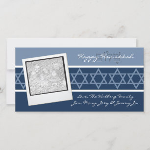 Blue Shalom Hanukkah Foto Cards Feiertagskarte