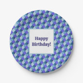 Blue Shapes Geburtstag Pappteller (Vorderseite)