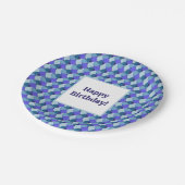 Blue Shapes Geburtstag Pappteller (Schrägansicht)