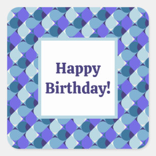 Blue Shapes Geburtstag Quadratischer Aufkleber