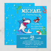 Blue Shari Niedlich Sea Life Kindergeburtstag Pool Einladung (Vorne/Hinten)