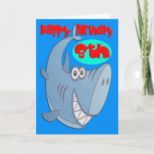 Blue Shark Aighth Birthday Karte