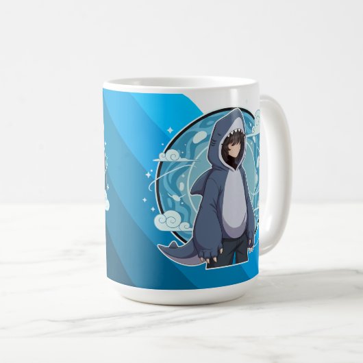 Blue Shark Boy Anime Art Kaffeetasse (VorderseiteRechts)