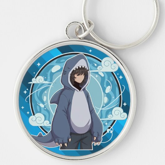 Blue Shark Boy Anime Art Schlüsselanhänger (Vorne)