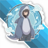 Blue Shark Boy Anime-Kunst Aufkleber (Vorderseite)