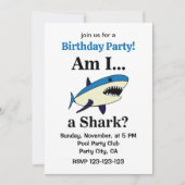 Blue Shark Funny Birthday Party Einladung (Vorderseite)