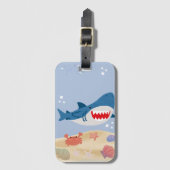Blue shark luggage tag gepäckanhänger (Vorderseite Vertikal)