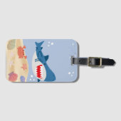 Blue shark luggage tag gepäckanhänger (Vorderseite (Horizontal))