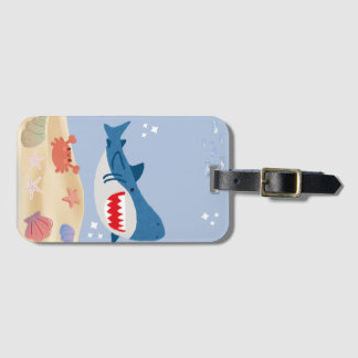 Blue shark luggage tag gepäckanhänger