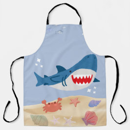Blue Shark Ocean Theme Apron – Cute Marine Life Co Schürze