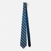 Blue Shark Terror Cartoon in Ocean Tiled Necktie Krawatte (Vorderseite)