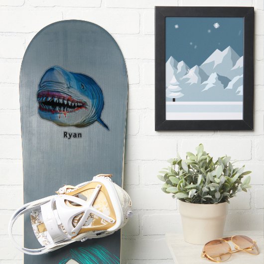 Blue Shark Terror Ocean Marine Animal Cartoon Name Aufkleber (Snowboard)