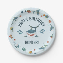 Blue Shark Themed Geburtstagsparty Teller für Kind