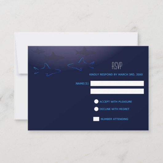 Blue Shark Wedding RSVP Response Card Karte (Vorderseite)