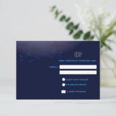 Blue Shark Wedding RSVP Response Card Karte (Stehend Vorderseite)